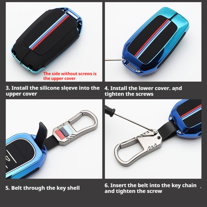 Chargez l&#39;image dans la visionneuse de la galerie, Mitsubishi Zinc Alloy + Silicone Car Key Fob Case Cover For Outlander, Eclipse Cross, ASX, Pajero, Lancer
