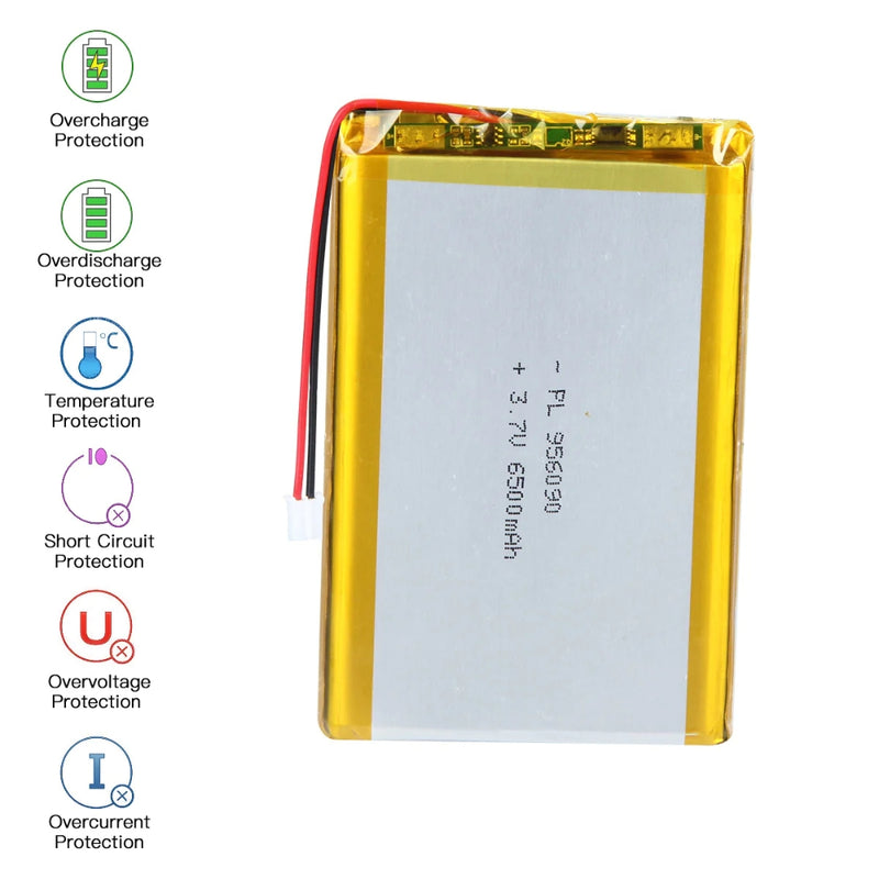 Cargue la imagen en el visor de la galería, [PH2.0-JST Connector][956090] Universal 6500mAh 3.7V Rechargeable Li-Ion Lithium Polymer Battery - Polar Tech Australia

