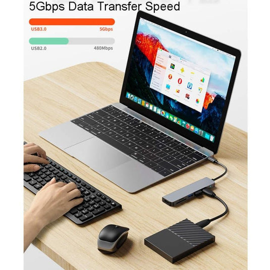 [7 in 1] Universal MacBook Laptop USB-C Type-C Dock Station 100W PD Charging Extension Hub