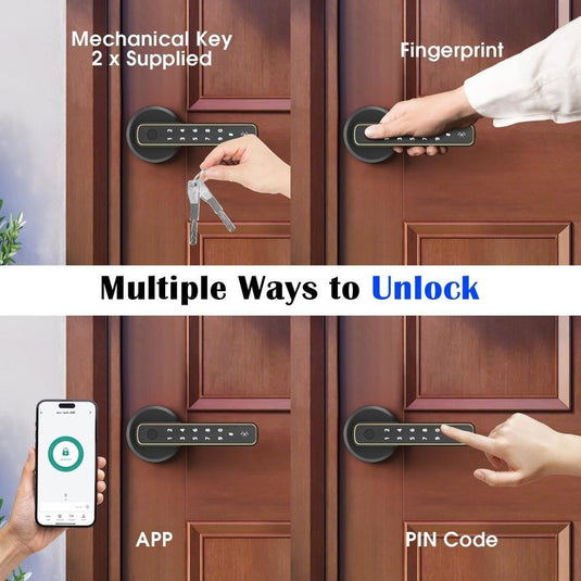 [TUYA Smart Home] Tuya Smart Fingerprint Wireless Biometric Passcode Apartment Room Wood Door Lock - Polar Tech Australia