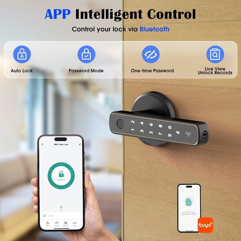 Chargez l'image dans la visionneuse de la galerie, [TUYA Smart Home] Tuya Smart Fingerprint Wireless Biometric Passcode Apartment Room Wood Door Lock - Polar Tech Australia
