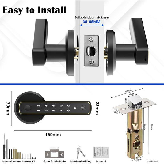 [TUYA Smart Home] Tuya Smart Fingerprint Wireless Biometric Passcode Apartment Room Wood Door Lock - Polar Tech Australia