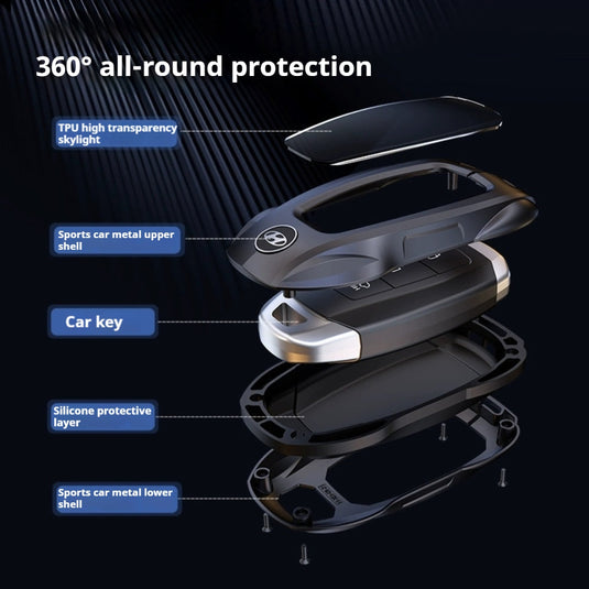 Hyundai Stylish Metal Car Key Fob Protective Case Cover For Tucson, Sport, Elantra, Santa Fe, ix35, ix25