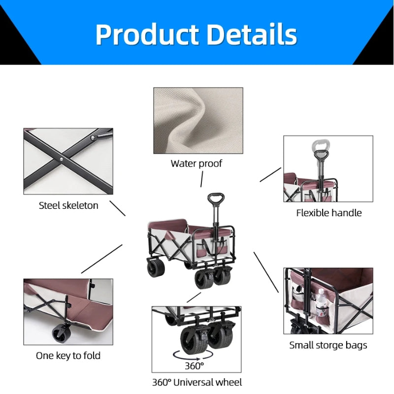 Load image into Gallery viewer, Extender Folding Cart Outdoor Extra Long Utility Large Capacity Wagon Cart Camping Picnic Trolley Beach Collapse Folding Cart - Polar Tech Australia
