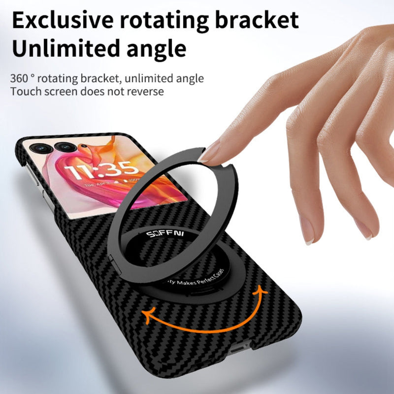 Load image into Gallery viewer, [360° Rotating Bracket] Motorola Razr 50/Ultra - Carbon Fiber Style MagSafe Magnetic Shockproof Protective Case - Polar Tech Australia
