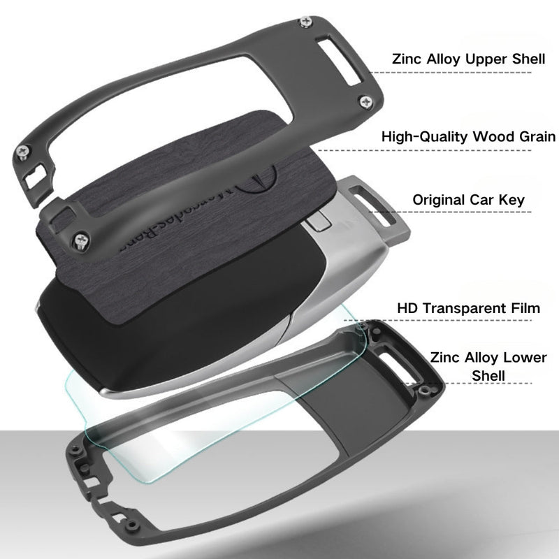 Chargez l&#39;image dans la visionneuse de la galerie, Mercedes Benz Alloy + Leather Protection Car Key Fob Case Cover For Benz A, B, C, E, S, G-Class, GLA, GLB, GLC, GLE, GLS, CLA, CLS, EQC
