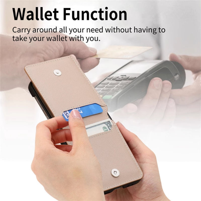 Load image into Gallery viewer, [With Card Slot] Motorola Razr 50/Ultra - Litchi Texture Leather Ring Wallet Phone Case - Polar Tech Australia
