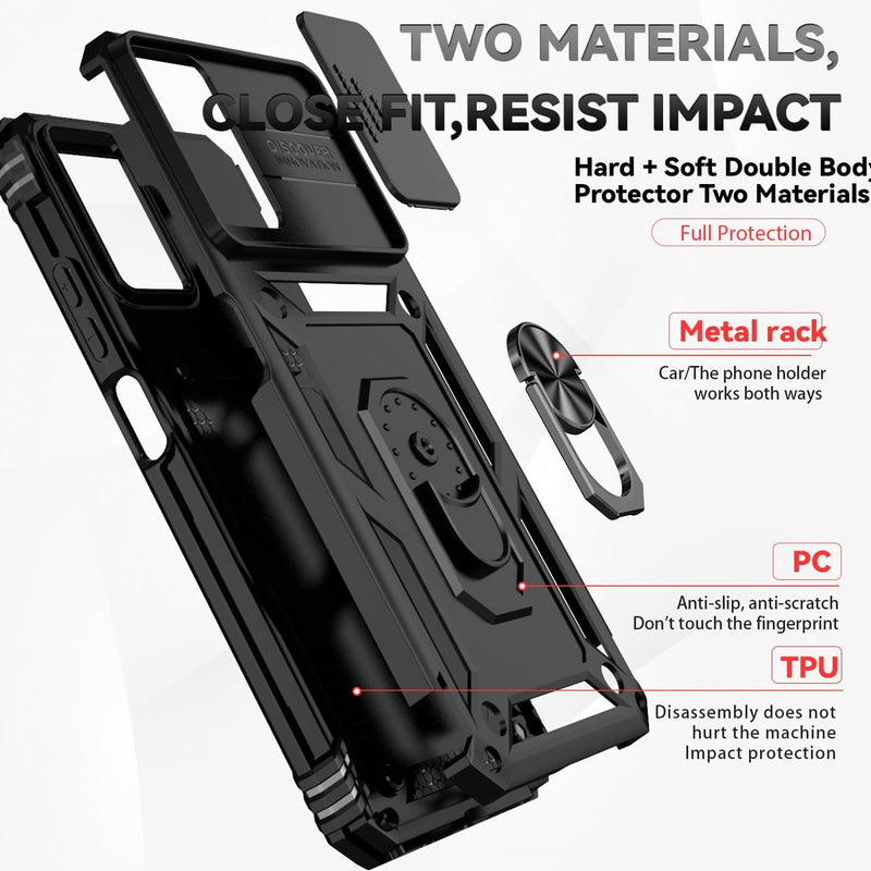 Cargue la imagen en el visor de la galería, [Magnetic Ring Kickstand][Slide Camera Cover] Motorola Moto G Power 2024 - Shield Shockproof Rugged Heavy Duty Case - Polar Tech Australia
