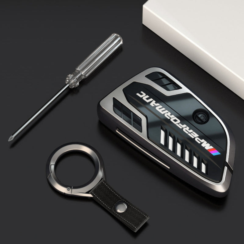 Cargue la imagen en el visor de la galería, BMW Carbon Fiber Metal Protective Car Key Fob Case Cover For 1, 3, 4, 5, 6 Series, X3, X5, X6, X7

