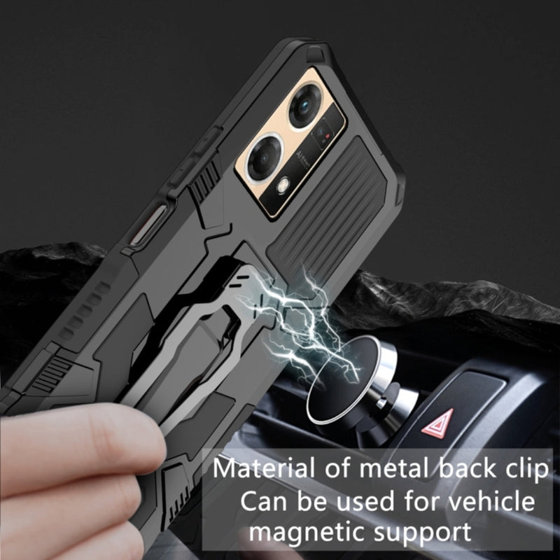 Cargue la imagen en el visor de la galería, OPPO Reno7 4G (CPH2363) - Heavy Duty Dual Layer Armor Defender Silicone Kickstand Case - Polar Tech Australia
