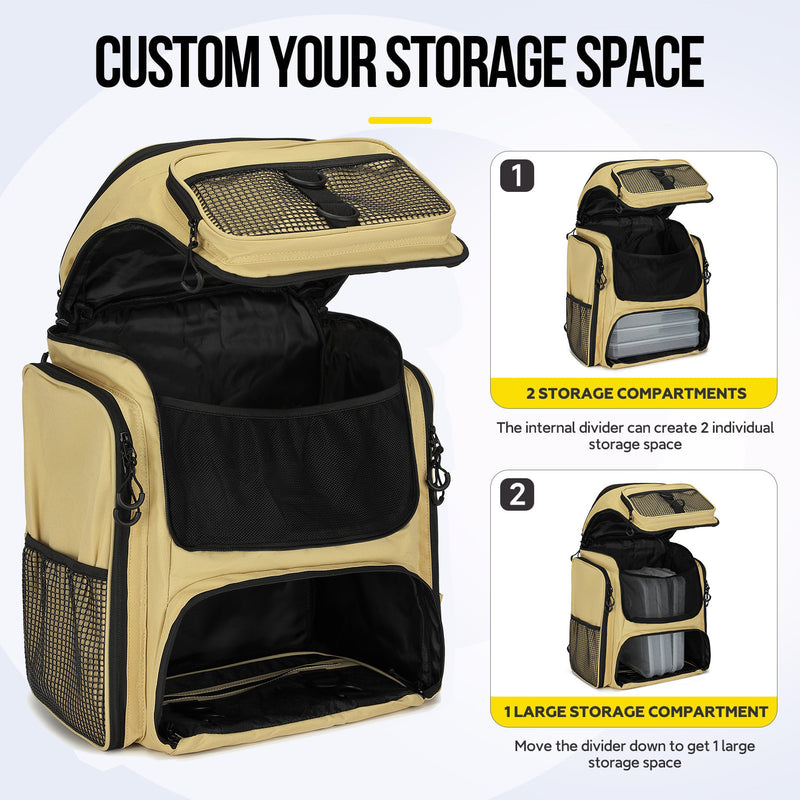 Cargue la imagen en el visor de la galería, Fishing Backpack with Rod Holder, Tackle Organizer Box &amp; Hiking Storage
