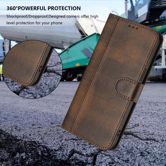 HMD Skyline - Line Splicing Buckle Retro Leather Phone Case
