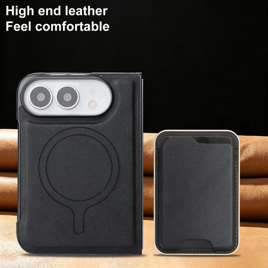 Apple iPhone Ultra / Fold - Kalebol Slim MagSafe Ring Magnetic Card Bag Leather Phone Case
