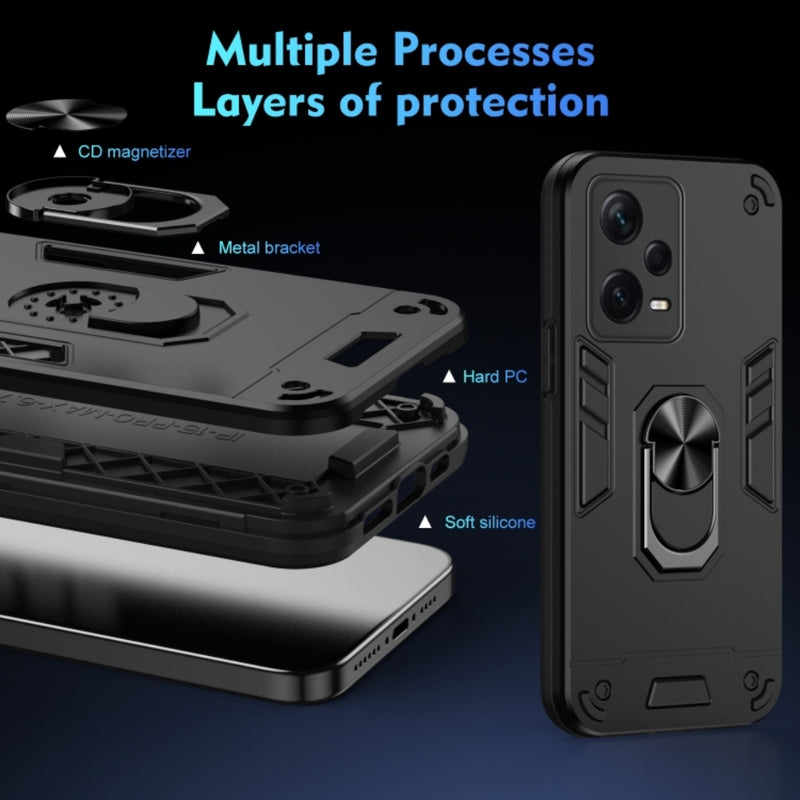 Chargez l&#39;image dans la visionneuse de la galerie, Xiaomi Redmi Note 12 5G - Shockproof Metal Ring Holder Phone Case
