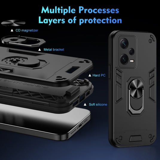 Xiaomi Redmi Note 12 5G - Shockproof Metal Ring Holder Phone Case