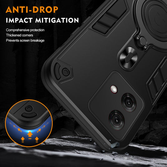 Motorola Moto E32 - Metal Ring 360 Degree Rotating Holder PC Hybrid TPU Phone Case