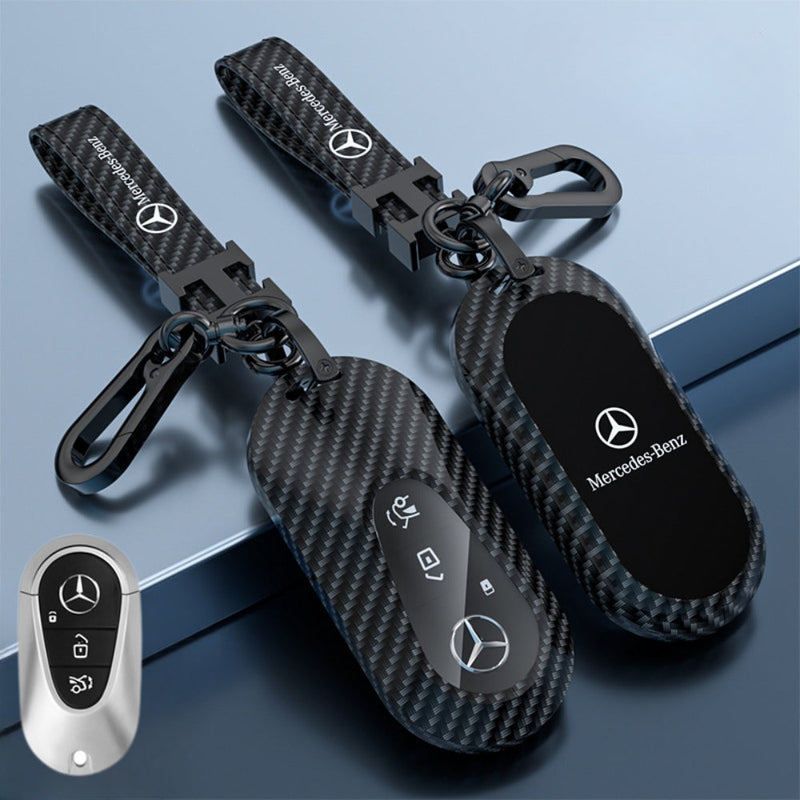 Cargue la imagen en el visor de la galería, Mercedes Benz Zinc Alloy + Carbon Fiber Texture Car Key Fob Case Cover For Benz A, B, C, E, S, G-Class, GLA, GLB, GLC, GLE, GLS, CLA, CLS, EQC
