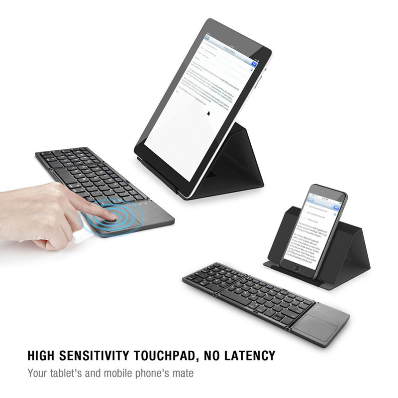Load image into Gallery viewer, Foldable Bluetooth Keyboard with Touchpad Portable Wireless Keyboard , Rechargeable Full Size Ultra Slim Pocket Folding Keyboard for Android Windows iOS Tablet And Mobile Phone - Polar Tech Australia

