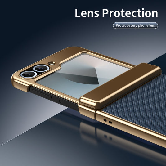 Samsung Galaxy Z Flip8 5G - Electroplated Vegan Leather Full-Body Shockproof Phone Case