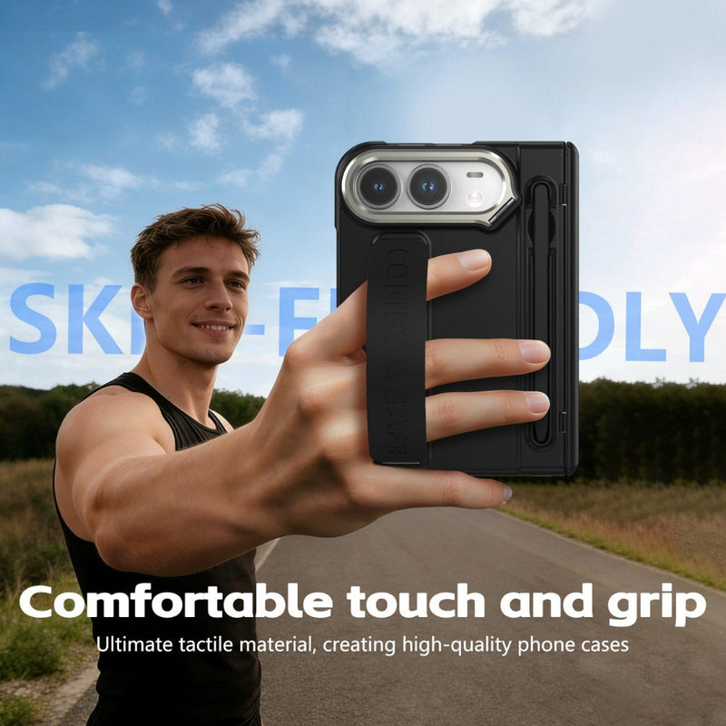 Chargez l'image dans la visionneuse de la galerie, Apple iPhone Ultra / Fold - Film Integrated Lens Frame Bracket Phone Case with Wristband / Pen
