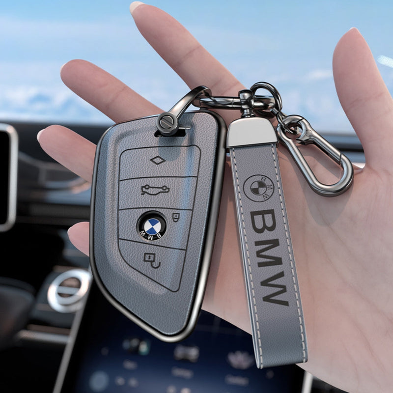 Load image into Gallery viewer, BMW Zinc Alloy + Leather Protection Car Key Fob Case Cover For 1, 2, 3, 5, 7 Series, X3, X5, X6
