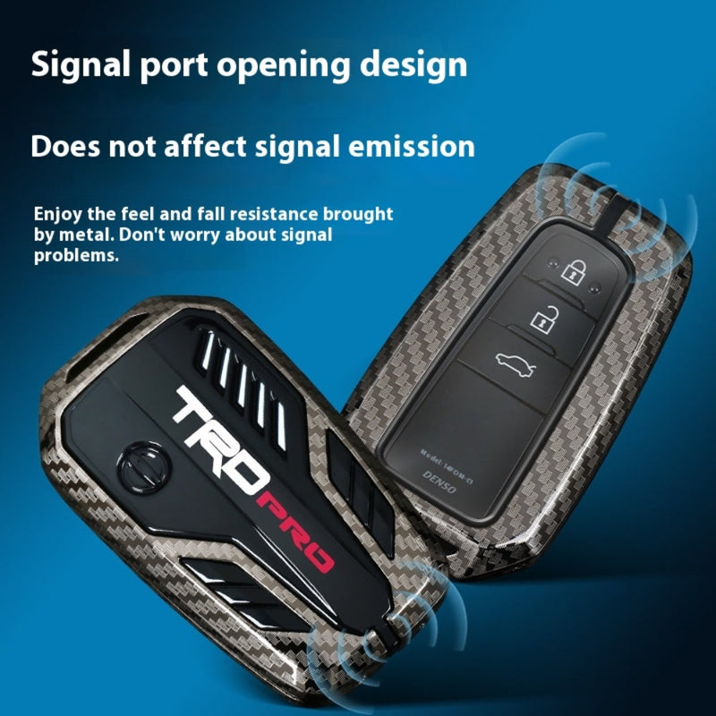 Chargez l&#39;image dans la visionneuse de la galerie, Toyota TRD Carbon Fiber Metal Car Key Fob Protective Case Cover For C-HR, Camry, RAV4, Avalon, Prius, Corolla, Highlander, GT86, Prado
