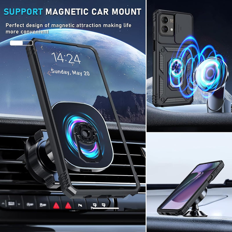 Cargue la imagen en el visor de la galería, [Magnetic Ring Kickstand][Slide Camera Cover] Motorola Moto G Stylus 5G 2023 - Shield Shockproof Rugged Heavy Duty Case - Polar Tech Australia
