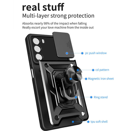 Motorola Moto G200 5G/Edge S30 - Heavy Duty Ring Holder Case with Shockproof & Camera Guard Design