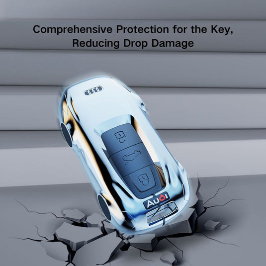 Audi Zinc Alloy Silicone Car Key Fob Case Cover For A3, A4, A5, A6, A8, Q2, Q5, Q7, Q8, e-tron