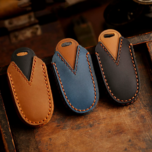Tesla Handcrafted Genuine Leather Car Key Fob Protective Cover Case For Model 3, Y, S, X