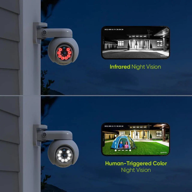 Chargez l&#39;image dans la visionneuse de la galerie, TUYA &amp; Onvif 5MP PTZ Two-way Talk PoE 2.8mm FHD Outdoor Security Full Color Night Vision Camera
