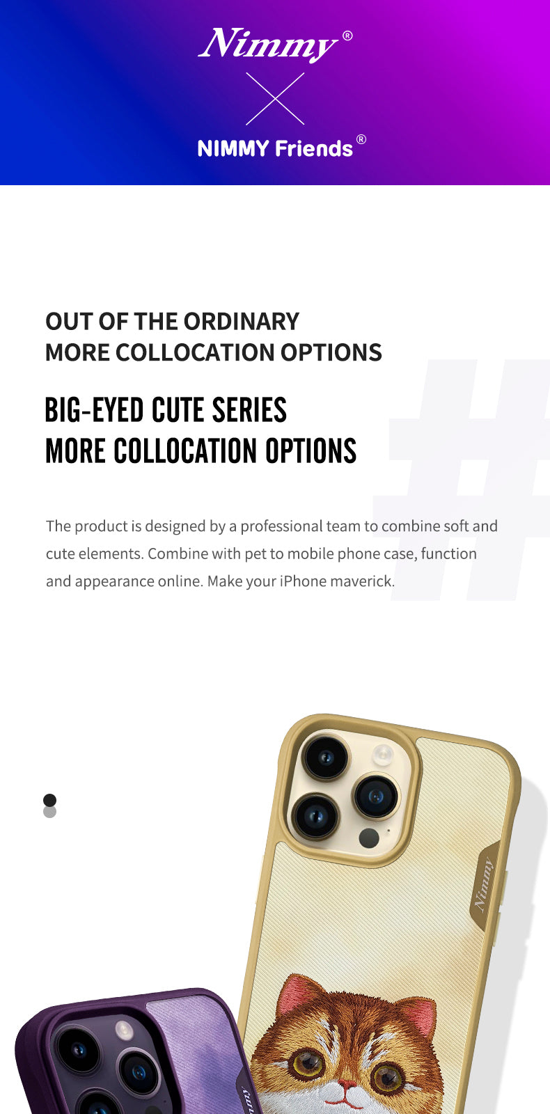 Chargez l&#39;image dans la visionneuse de la galerie, Nimmy Pet Animal Big Eye Series iPhone 13/14/15/Pro/Max Embroidery 3D Cute Cool Case - Polar Tech Australia
