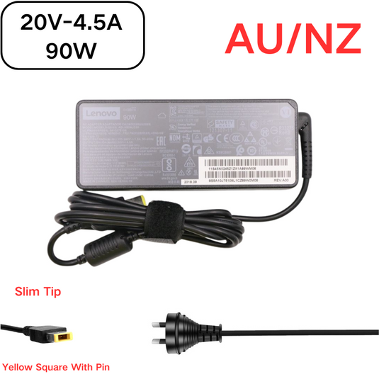 [20V-4.5A/90W][Yellow Square] Original Lenovo Laptop AC Power Supply Adapter Charger - Polar Tech Australia