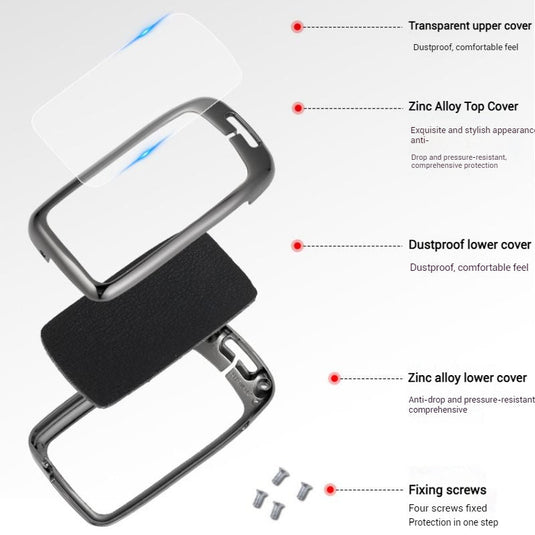 MG Zinc Alloy + PU Leather Car Key Fob Case Cover For MG3, MG5, MG6, MG7, ZST, ZS, GS, MG ONE, MG4 EV