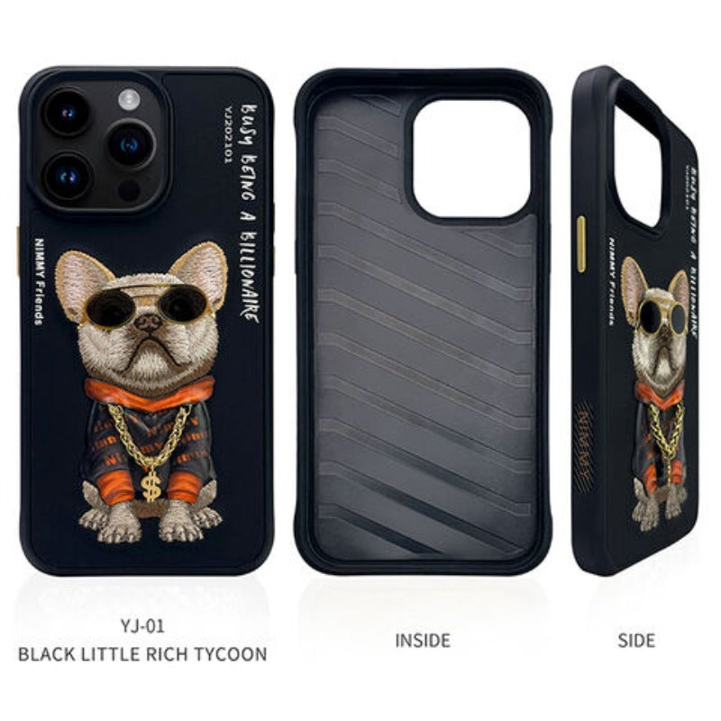 Chargez l&#39;image dans la visionneuse de la galerie, Nimmy Pet Animal Series iPhone 13/14/15/Pro/Max Embroidery 3D Cute Cool Case - Polar Tech Australia
