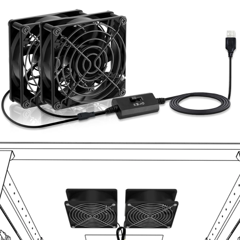 Load image into Gallery viewer, [14cm] Dual USB Powered Cooling Fan 135.2CFM for Network Server CCTV PoE Switch Wall Mount Cabinet Rack - Polar Tech Australia
