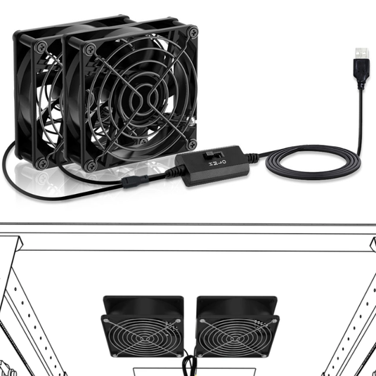 [14cm] Dual USB Powered Cooling Fan 135.2CFM for Network Server CCTV PoE Switch Wall Mount Cabinet Rack - Polar Tech Australia