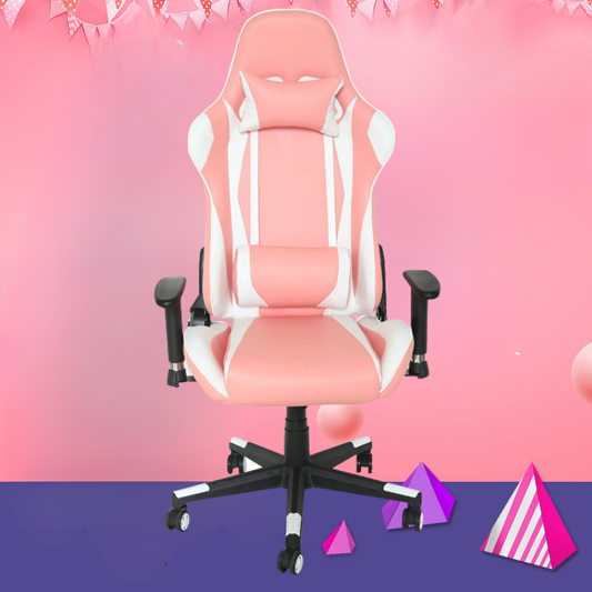 Pink Girl PU Leather Ergonomic Designed Gaming Chair Height Adjustment Swivel Computer office Chair