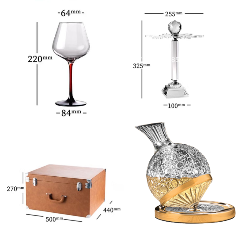 Load image into Gallery viewer, [9 in 1] Wine Accessories Gift Box Luxury 360° Rotating Crystal Hand Blown Wine Decanter with wine glasses and rack
