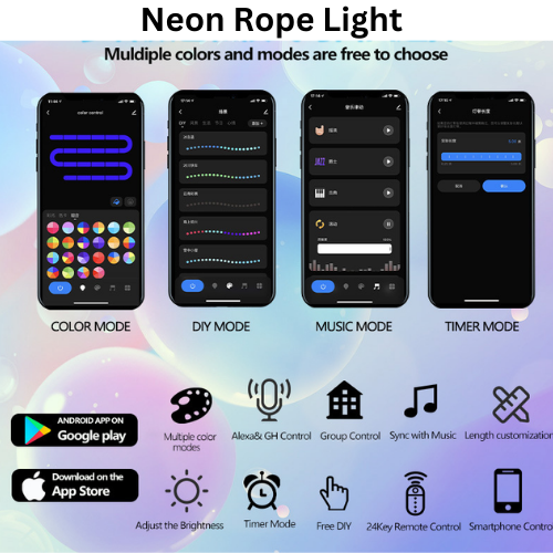 [TUYA Smart Home] IP67 Indoor Outdoor WIFI Waterproof Smart Wireless Remote Control RGB Nylon Neon Rope Flexible LED Light Strip