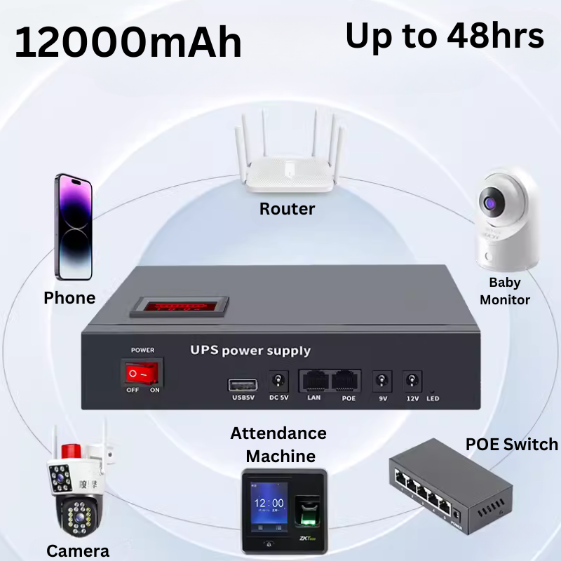 Load image into Gallery viewer, [12000mAh] Universal Mini UPS Battery Backup For WIFI Router, Modem, POE Switch, Security Camera CCTV &amp; Alarm &amp; Attendance Machine LED Light - Polar Tech Australia
