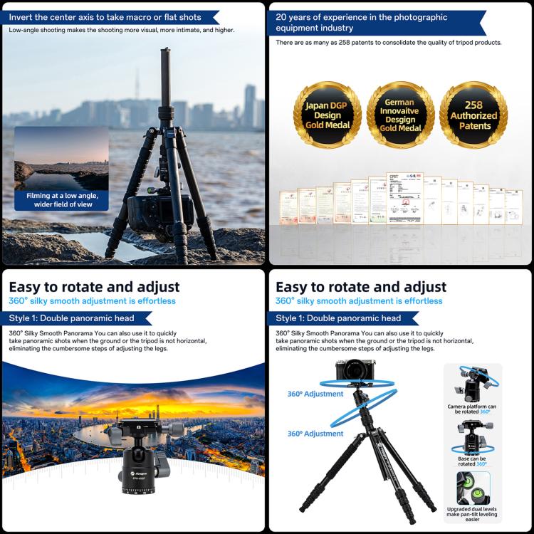 Chargez l&#39;image dans la visionneuse de la galerie, Fotopro X-go Gecko E 2 5-Section Aluminum 2 in 1 Tripod Monopod - Polar Tech Australia
