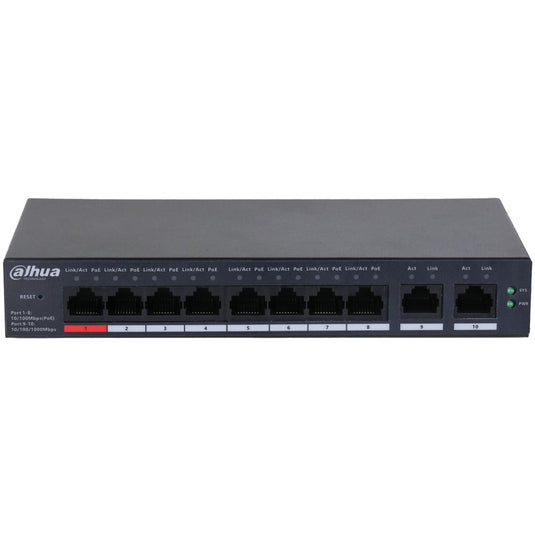 [DH-CS4010-8ET-110] Dahua 10 Port Layer 2 Cloud Managed Network Switch with 8 PoE Ports plus 2 Uplink Ports - Polar Tech Australia