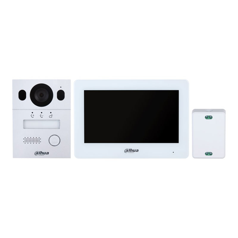 Chargez l&#39;image dans la visionneuse de la galerie, [DHI-KTX01(S)] Dahua Hybrid WiFi 2-Wire Video 1 Button Silver Residential Intercom Kit with Surface Mount Door Station 7 inch Touchscreen Monitor and 2-Wire Controller - Polar Tech Australia
