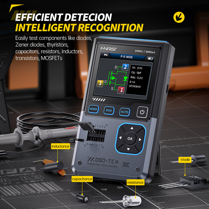 Cargue la imagen en el visor de la galería, [DSO-TC4] FNIRSI 3-IN-1 10MHz 48MSa/s Digital Oscilloscope Transistor Tester Signal Generator
