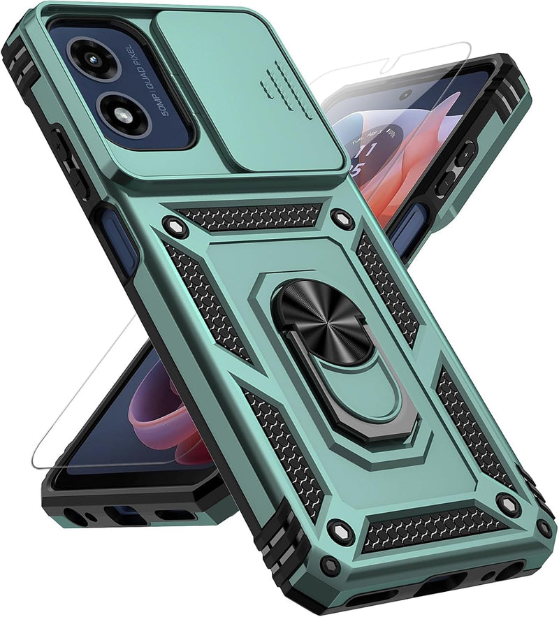 Cargue la imagen en el visor de la galería, [Magnetic Ring Kickstand][Slide Camera Cover] Motorola Moto G 5G 2024 - Shield Shockproof Rugged Heavy Duty Case - Polar Tech Australia
