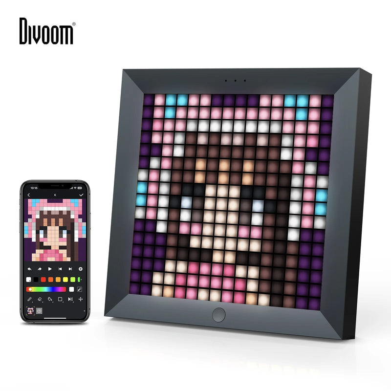 Cargue la imagen en el visor de la galería, Divoom Pixoo - Pixel Art Digital Picture Frame with 16x16 LED Display APP Control Clock Box - Desk Mount for Gaming Room &amp; Bedside Table
