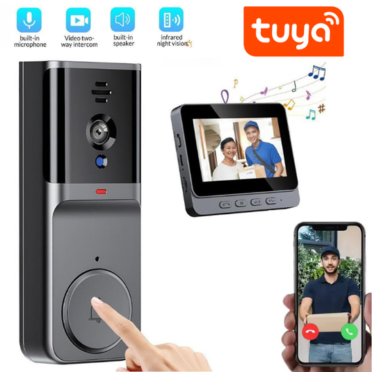 [TUYA Smart Home][With 4.3 inch Monitor] HD Wireless WIFI Outdoor Security Doorbell Door Control
