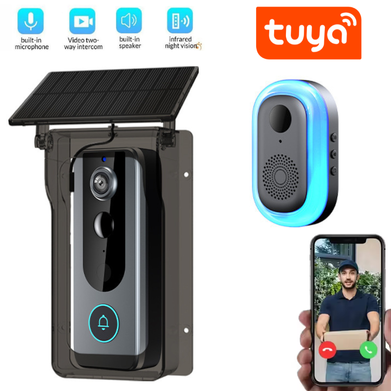 Chargez l'image dans la visionneuse de la galerie, [TUYA Smart Home][With Solar Rover Cover] HD Wireless WIFI IP65 Outdoor Security Doorbell Door Control
