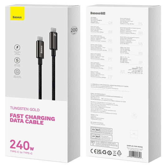 [240W] Baseus Macbook Laptop Fast Charging Data Cable Tungsten Gold Series 240W Type-C to Type-C - Polar Tech Australia